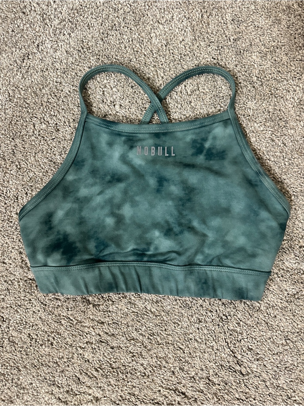 NOBULL Teal Green Tie-Dye Crossback Sports Bra